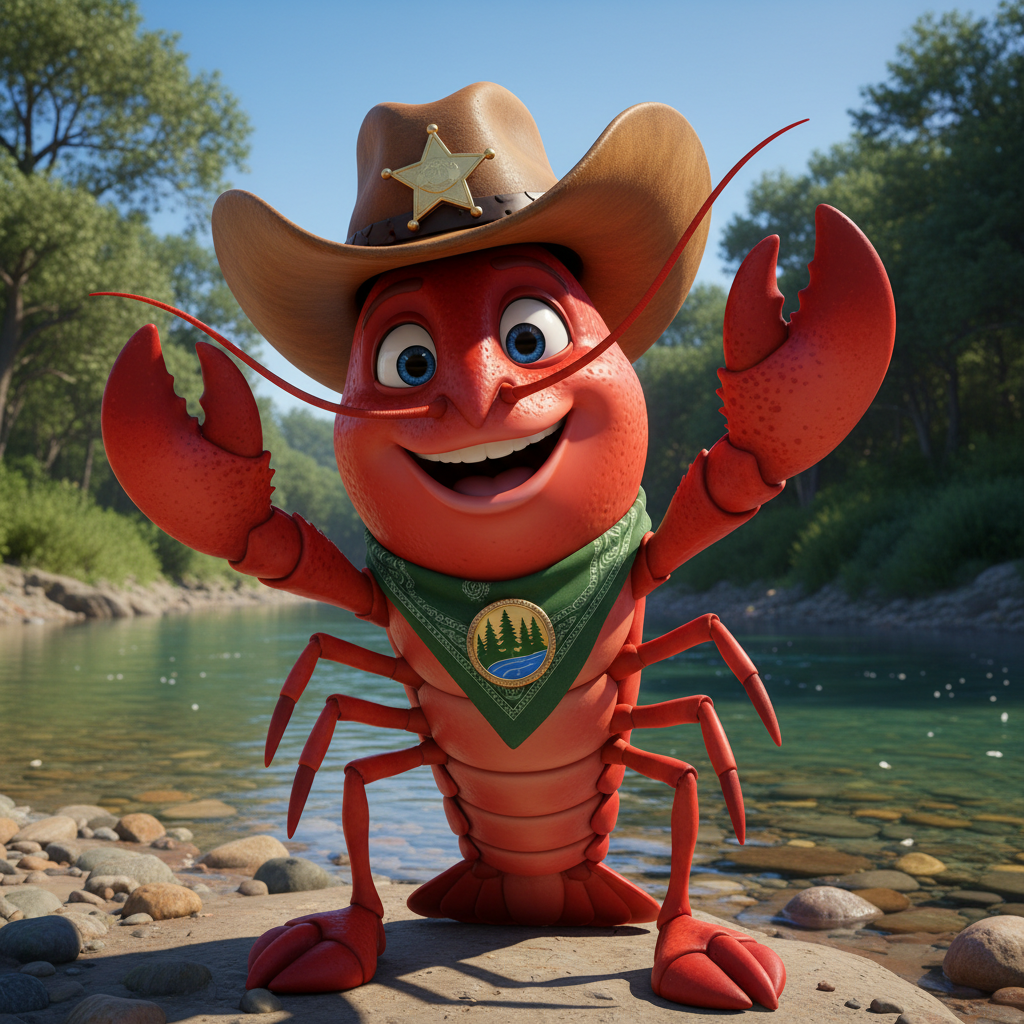 Crawly the crawfish — Seay World Resort mascot